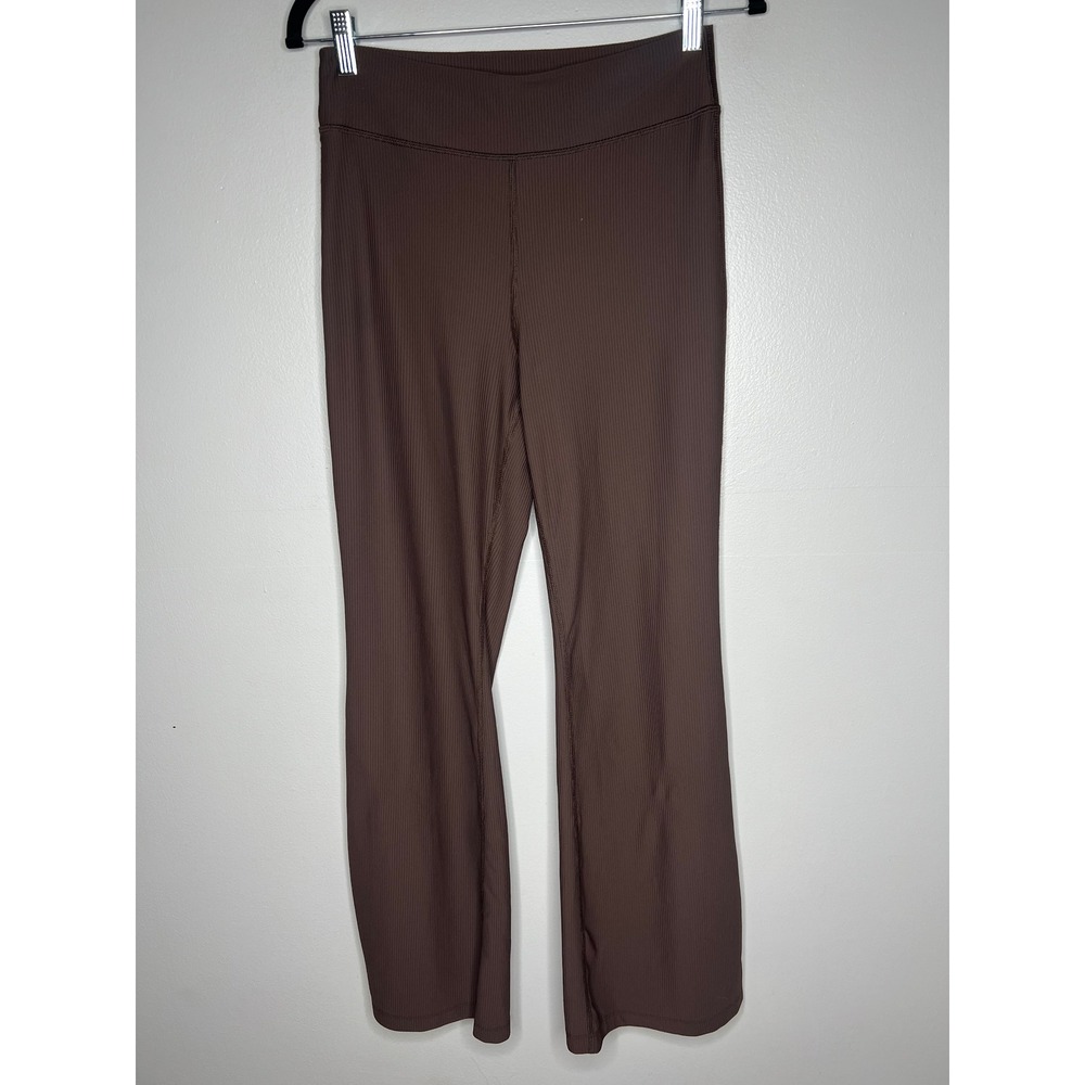 Old Navy PowerSoft Go-Dry Ribbed Flare Leggings Brown Size M High Waist Leggings